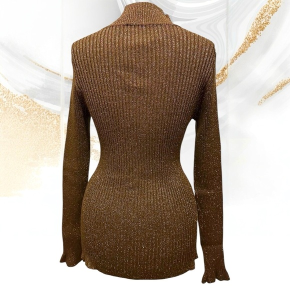 028 INC | NWOT Bronze Color Ribbed Turtleneck Sweater (Size XXL) - Picture 3 of 8